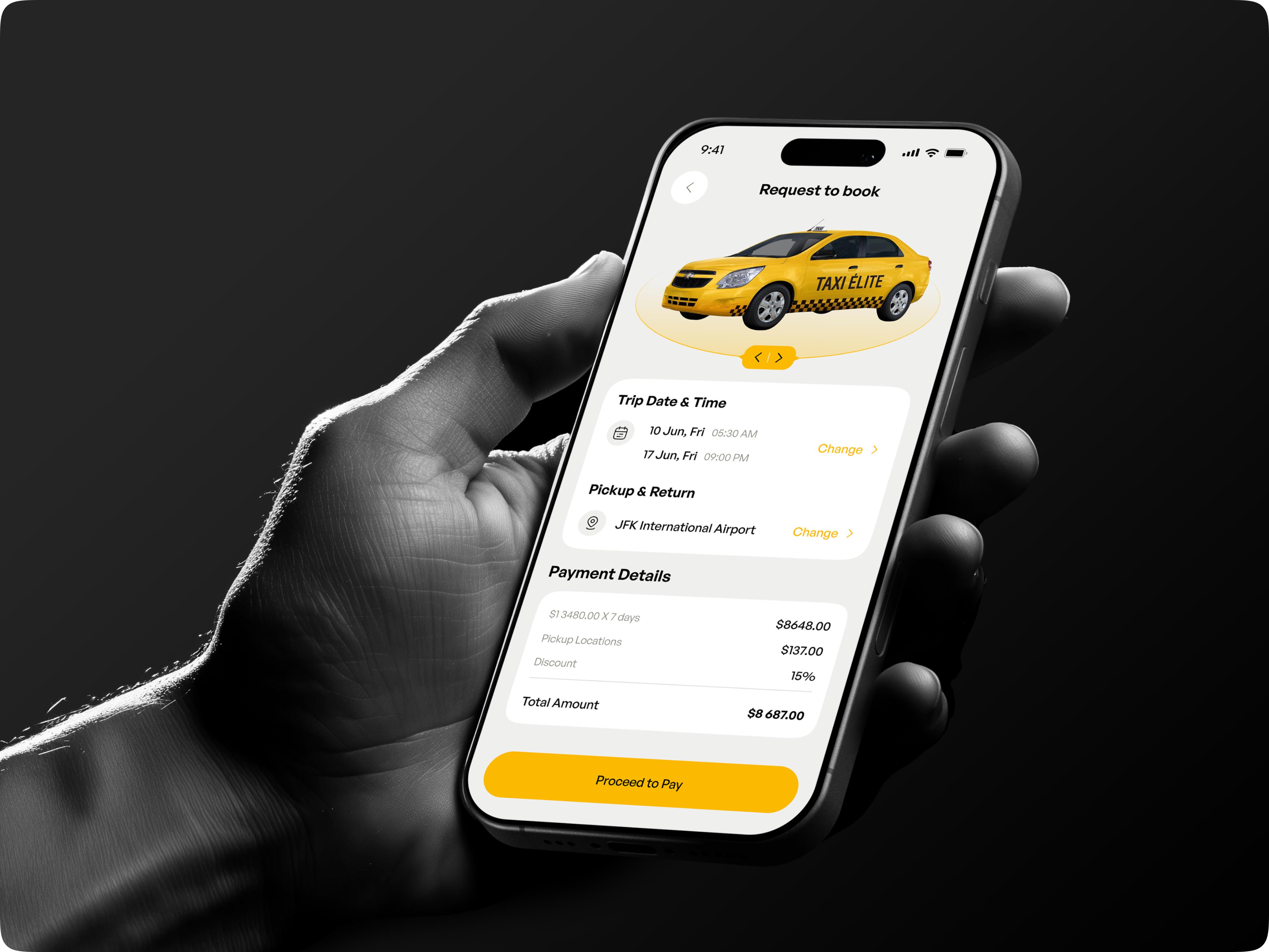 Fare estimation screen